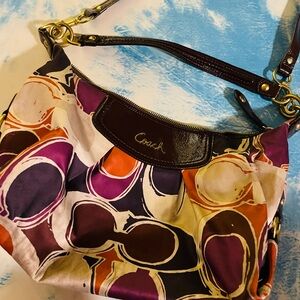 Coach Purple and Brown Shoulder Bag